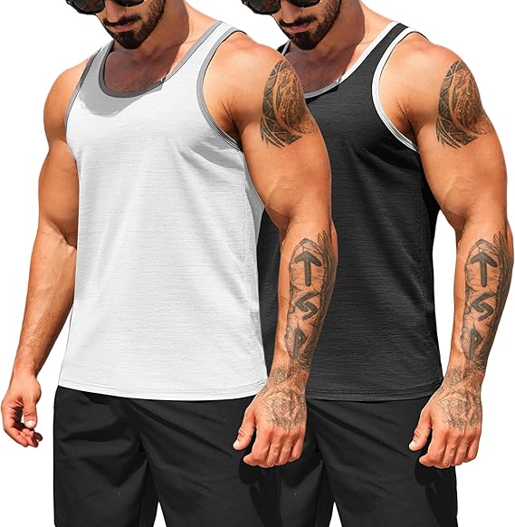 COOFANDY Men's Workout Tank Tops Pack Dry Fit Sleeveless Running Shirts Gym Muscle Bodybuilding T Shirts