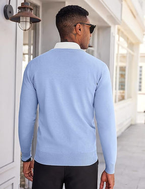 COOFANDY Men's V Neck Sweater Lightweight Knitted Pullover Sweaters