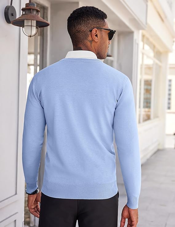 COOFANDY Men's V Neck Sweater Lightweight Knitted Pullover Sweaters