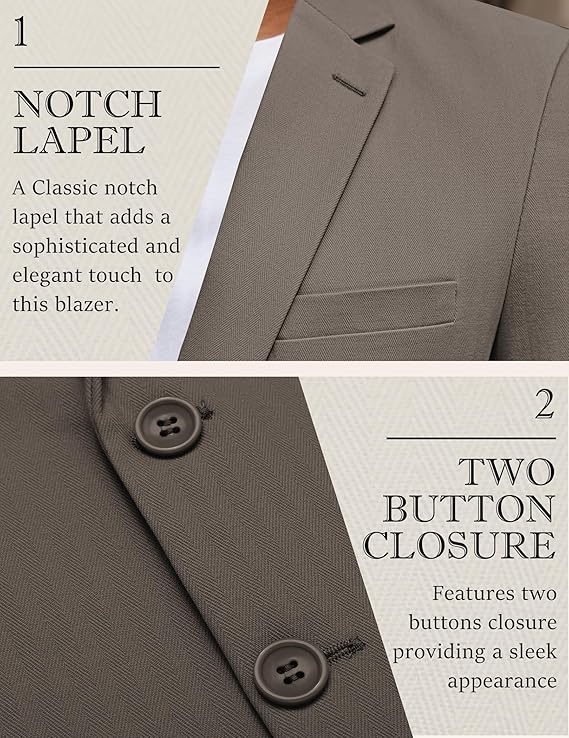 COOFANDY Men's Herringbone Blazer Slim Fit Cotton Sport Coats Two Buttons Casual Suit Jacket