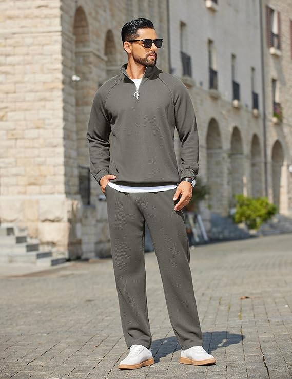 COOFANDY Men's Tracksuit 2 Piece Relaxed Fit Half-zip Sweatsuits Athletic Running Jogging Suit Sets