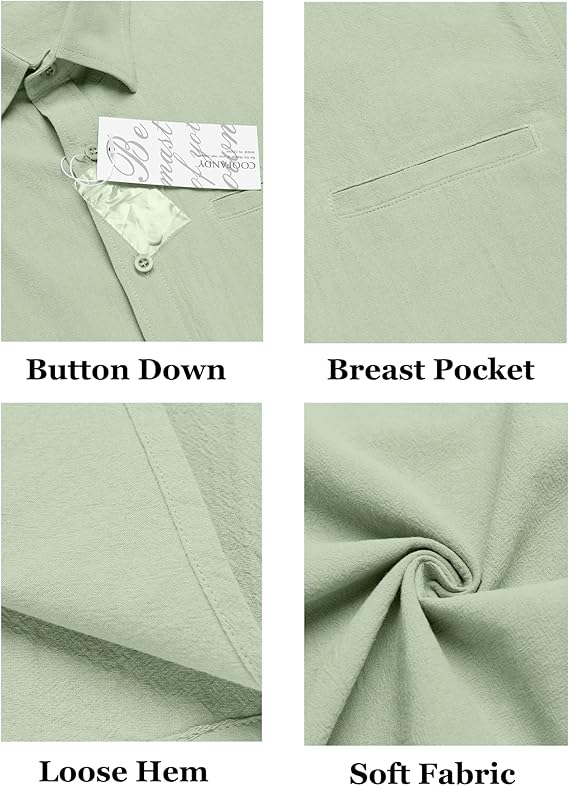 COOFANDY Mens Casual Short Sleeve Button Down Summer Beach Hawaiian Shirts