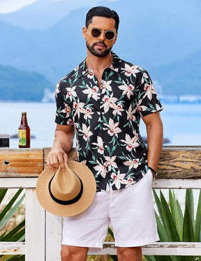 COOFANDY Mens Hawaiian Shirt Short Sleeve Button Down Floral Aloha Shirts Tropical Vacation Beach Shirts