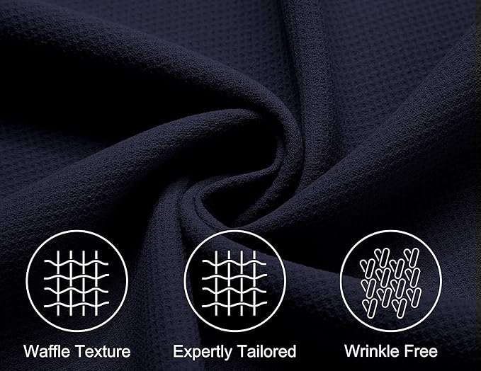 COOFANDY Mens Short Sleeve Button Down Shirts Waffle Shirt Casual Beach Summer Shirts Wrinkle Free Vacation Shirts