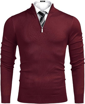 COOFANDY Men's Quarter Zip Up Sweaters Slim Fit Lightweight Mock Neck Pullover Casual Polo Sweaters