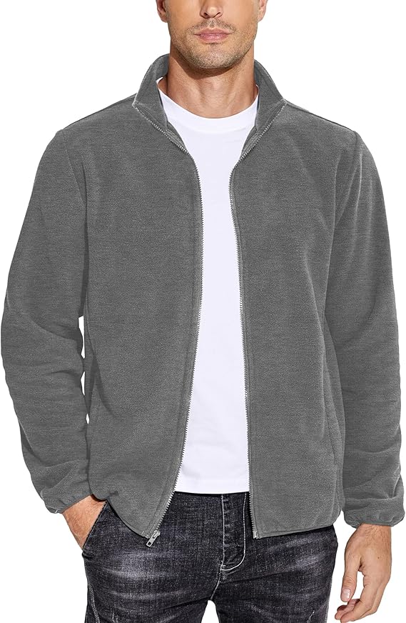 COOFANDY Men's Soft Polar Fleece Jacket Lightweight Full Zip Jackets Casual Outdoor Warm Jackets Coats with Pockets