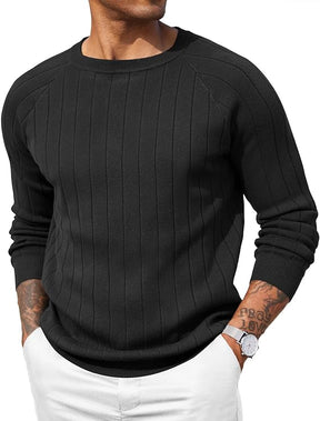 COOFANDY Mens Crewneck Pullover Sweaters Business Casual Long Sleeve Slim Fit Sweater Chunky Cable Knit Sweater