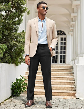 COOFANDY Mens Classic Casual Dress Pants Expandable Waist Suit Pant Slim Fit Flat Front Slacks