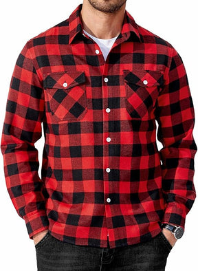 COOFANDY Mens Flannel Shirts Long Sleeve Casual Plaid Button Down Shirt Cotton Shirt Cowboy Work Shirts with Pockets