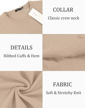COOFANDY Men's Crew Neck Sweater Slim Fit Lightweight Sweatshirts Knitted Pullover for Casual Or Dressy Wear
