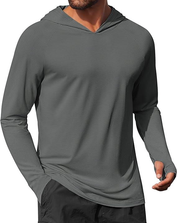 COOFANDY Mens UPF 50+ Hoodie Shirts Long Sleeve Rash Guard Sun Protection Fishing Shirts Lightweight Quick Dry Hoodies
