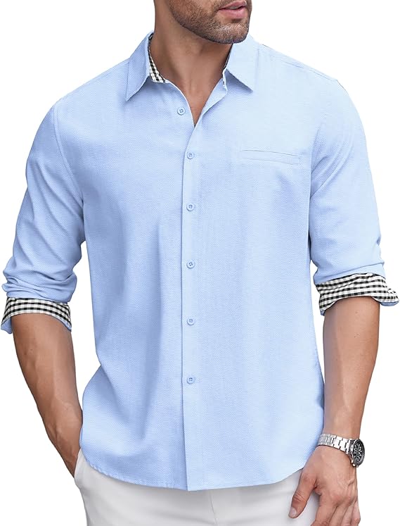 COOFANDY Men's Casual Button Down Shirt No Tuck Dress Shirt Long Sleeve Oxford Shirts S-XXL