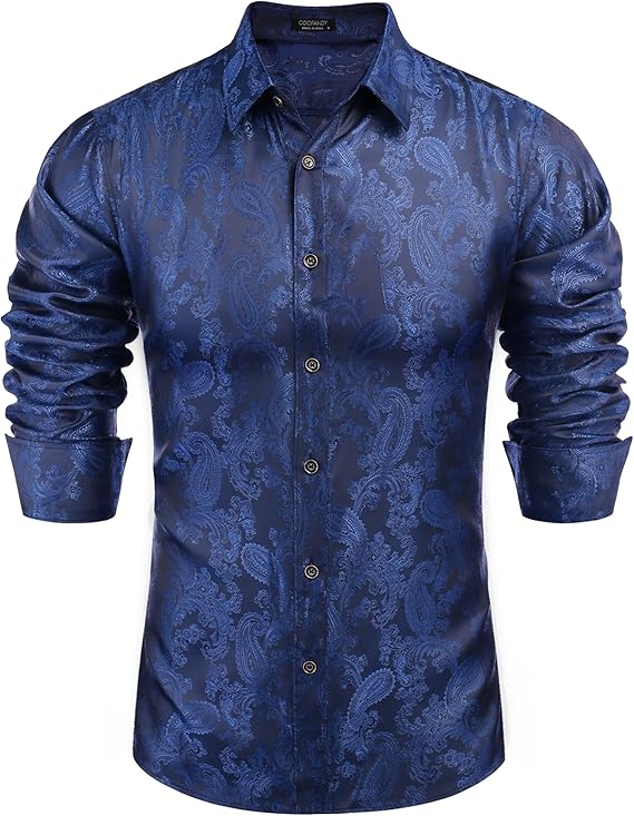 COOFANDY Men's Saint Patrick's Day Green Long Sleeve Dress Shirt for Bar Crawl Party Prom Dance
