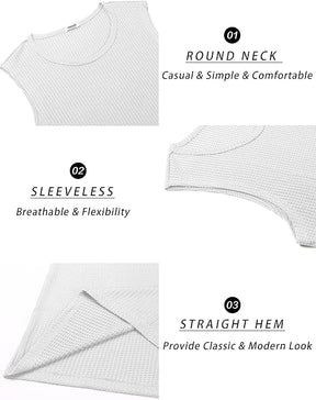 COOFANDY Mens Casual Tank Tops 2 Pack Waffle Knit Sleeveless Shirt Breathable Tank Shirts Summer Muscle Tee