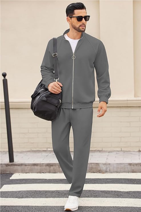 COOFANDY Mens 2 Piece Tracksuit Casual Sweatsuits Full Zip Track Suits Jogging Athletic Suit Sets
