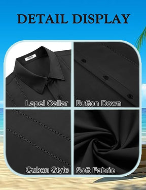 COOFANDY Cuban Guayabera Shirt Short Sleeve Button Down Shirts