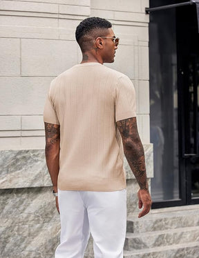 COOFANDY Men's T-Shirts Short Sleeve Knit Shirts Casual Crewneck Ribbed Dress Tee Shirt