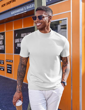 COOFANDY Men's Mock Turtleneck Short Sleeve Casual Stretch Sweater
