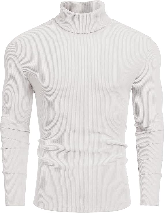 COOFANDY Men's Ribbed Turtleneck Sweater Casual Basic Long Sleeve Knitted Pullover Sweater
