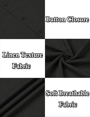 COOFANDY Men's Beach Summer Shirts Linen Texture Shirts Short Sleeve Casual Button Down Shirt