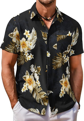 COOFANDY Mens Hawaiian Shirt Short Sleeve Button Down Shirt Tropical Summer Beach Shirt