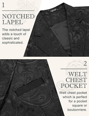 COOFANDY Mens Suit Vest Paisley Floral Victorian Vests Gothic Steampunk Formal Waistcoat Tuxedo Vests with Notched Lapels