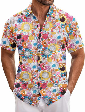 COOFANDY Mens Hawaiian Tropical Short Sleeve Casual Button Down Floral Summer Beach Shirts with Pocket