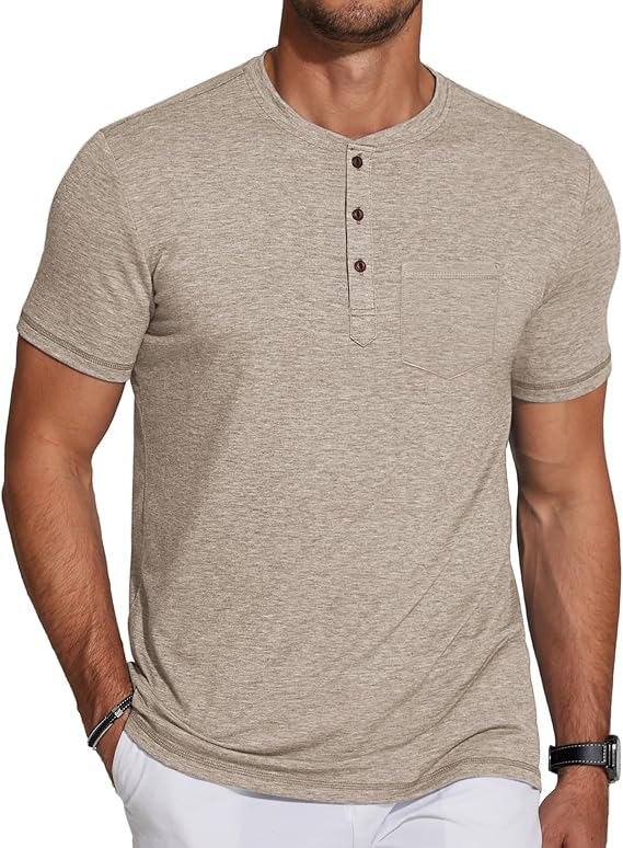COOFANDY Men's Short Sleeve Henley T-Shirt