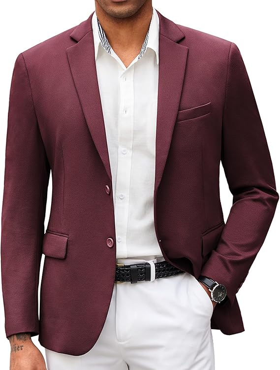 COOFANDY Men's V-Neck Slim Fit Blazer with Button Pockets