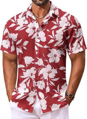 COOFANDY Men's Hawaiian Shirt Short Sleeve Floral Button Down Shirts Tropical Vacation Beach Shirts with Pocket
