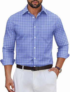 COOFANDY Men's Long Sleeve Plaid Button Down Dress Shirt