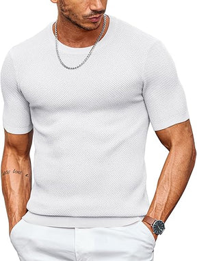 COOFANDY Men's T- Shirts Casual Short Sleeve Crewneck Shirts Solid Textured Knit Pullover Tees