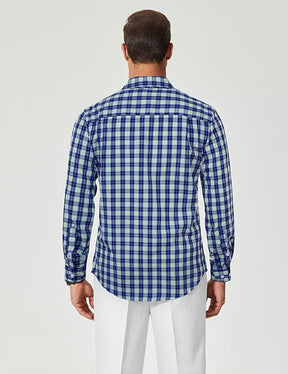 COOFANDY Men's Plaid Button Down Shirt Cotton Long Sleeves Dress Shirt Wrinkle Free Casual Gingham Shirt