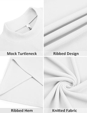 COOFANDY Mens Mock Turtleneck Sweater Short Sleeve Slim Fit Turtle Neck Sweaters Casual Basic Tee Ribbed Knit Pullover Tops