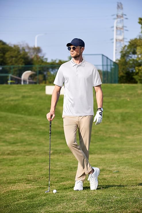 COOFANDY Men's Polo Shirts Short Sleeve Quick Dry Performance Golf Polos Tactical Work Shirts with Pen Pocket