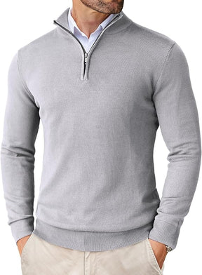COOFANDY Men's Quarter Zip Up Sweaters Slim Fit Lightweight Mock Neck Pullover Casual Polo Sweaters