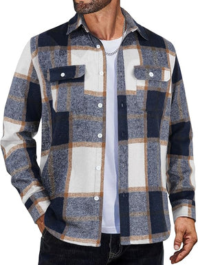 COOFANDY Mens Flannel Shirts Long Sleeve Plaid Shirt Jacket Button Down Shirt with Pockets