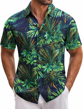 COOFANDY Mens Hawaiian Tropical Short Sleeve Casual Button Down Floral Summer Beach Shirts with Pocket