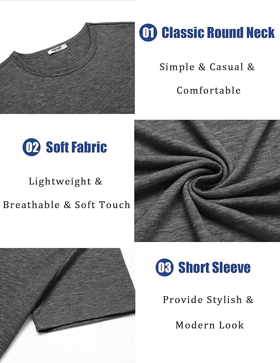COOFANDY Men's T Shirts Short Sleeve Soft Crew Neck Lightweight Tee Shirts Casual Summer Basic Tops