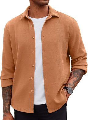 COOFANDY Men's Overshirt Shacket Jacket Mens Textured Button Down Long Sleeve Shirts Fashion Jacket