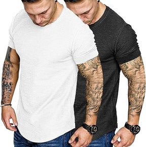 COOFANDY Men Muscle Workout T Shirt Gym Bodybuilding Active Short Sleeve Tee Top Black