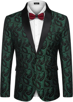 COOFANDY Mens Floral Tuxedo Jacket Paisley Shawl Lapel Suit Blazer Jacket for Dinner,Prom,Wedding
