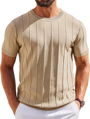 COOFANDY T-Shirts Short Sleeve Knit Sweater Shirt Crewneck