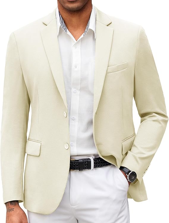 COOFANDY Men's V-Neck Slim Fit Blazer with Button Pockets