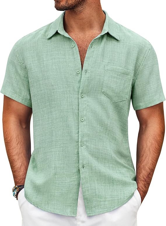 COOFANDY Button Down Short Sleeve Casual Shirts Summer Beach