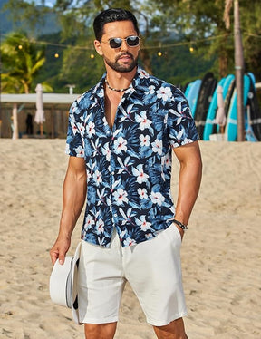 COOFANDY Mens Hawaiian Shirt Short Sleeve Button Down Floral Aloha Shirts Tropical Vacation Beach Shirts