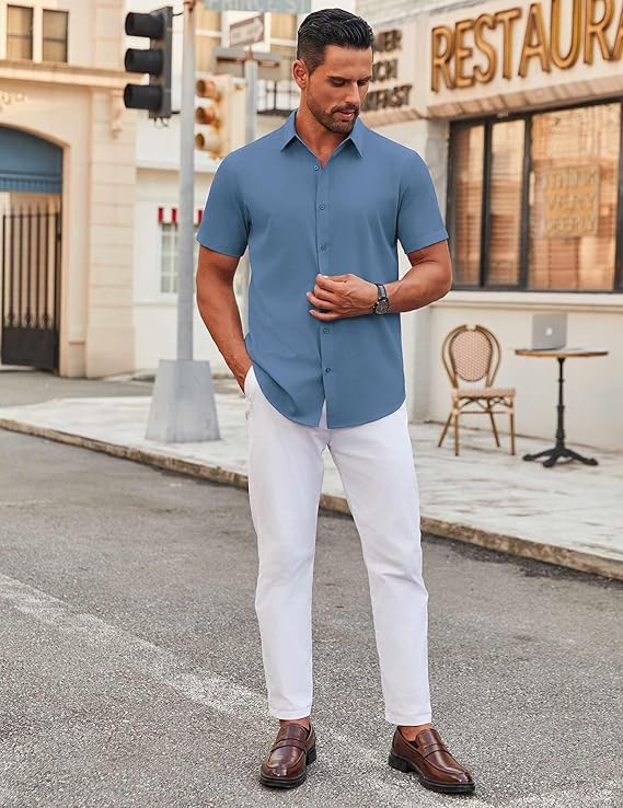 COOFANDY Dress Shirts Short Sleeve Button Down Shirts