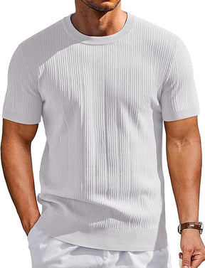 COOFANDY Men's T-Shirts Short Sleeve Knit Shirts Casual Crewneck Ribbed Dress Tee Shirt