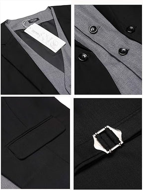 COOFANDY Men's Layered Suit Vest Business Dress Vests Formal Wedding Waistcoat Slim Fit