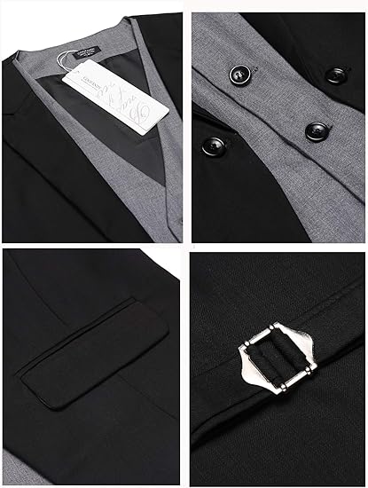 COOFANDY Men's Layered Suit Vest Business Dress Vests Formal Wedding Waistcoat Slim Fit